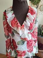 Blouse 42 bloemen roesjes voile, Ophalen of Verzenden, Zo goed als nieuw, Maat 42/44 (L)