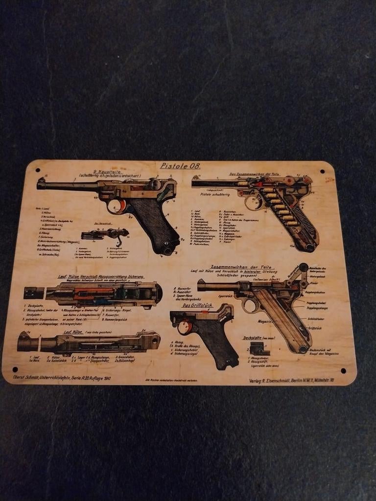 Luger plaat metaal, Ophalen of Verzenden, Nederland, Embleem of Badge