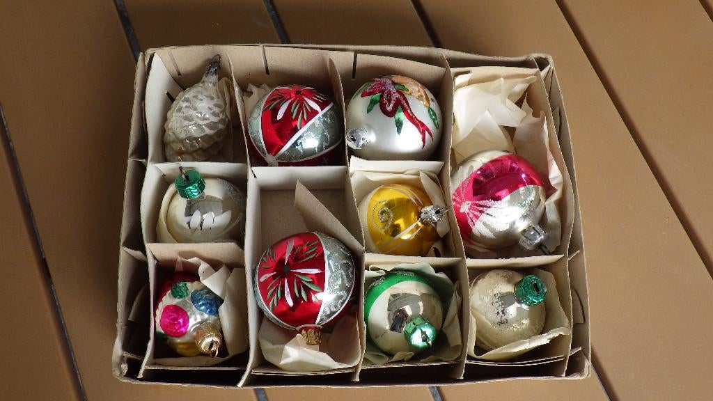 mooie oude kleurrijke kerstballen, Ophalen of Verzenden, Gebruikt