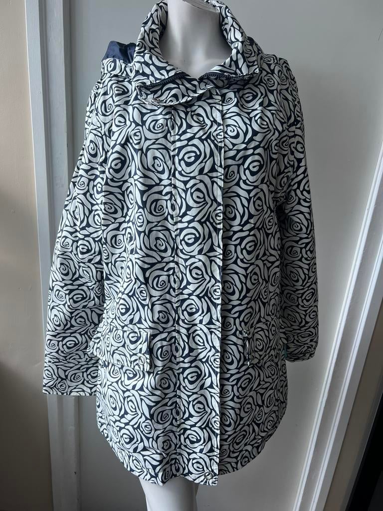 Happy rainy days super mooie regenjas maat XL blauw wit, Ophalen of Verzenden, Zo goed als nieuw, Maat 46/48 (XL) of groter, Blauw
