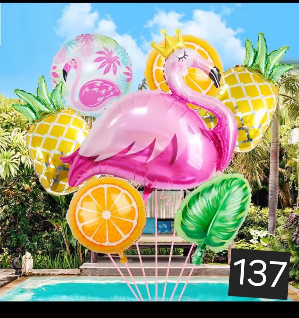 Tropische Feestballonnen Set - Flamingo, Ananas, Sinaasappel, Ophalen, Nieuw, Versiering, Overige