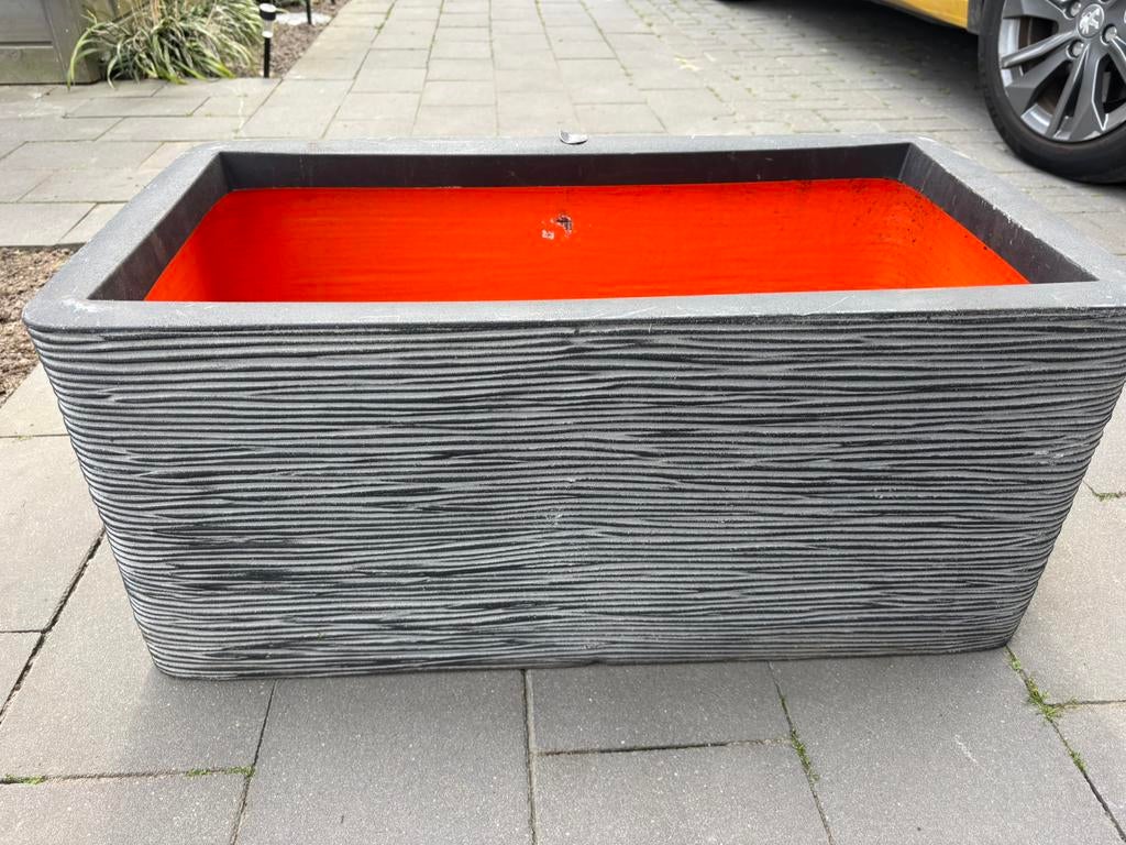 Bloembak Capi Nature rib NL collectie 2x, Ophalen, Zo goed als nieuw, Rond, Kunststof