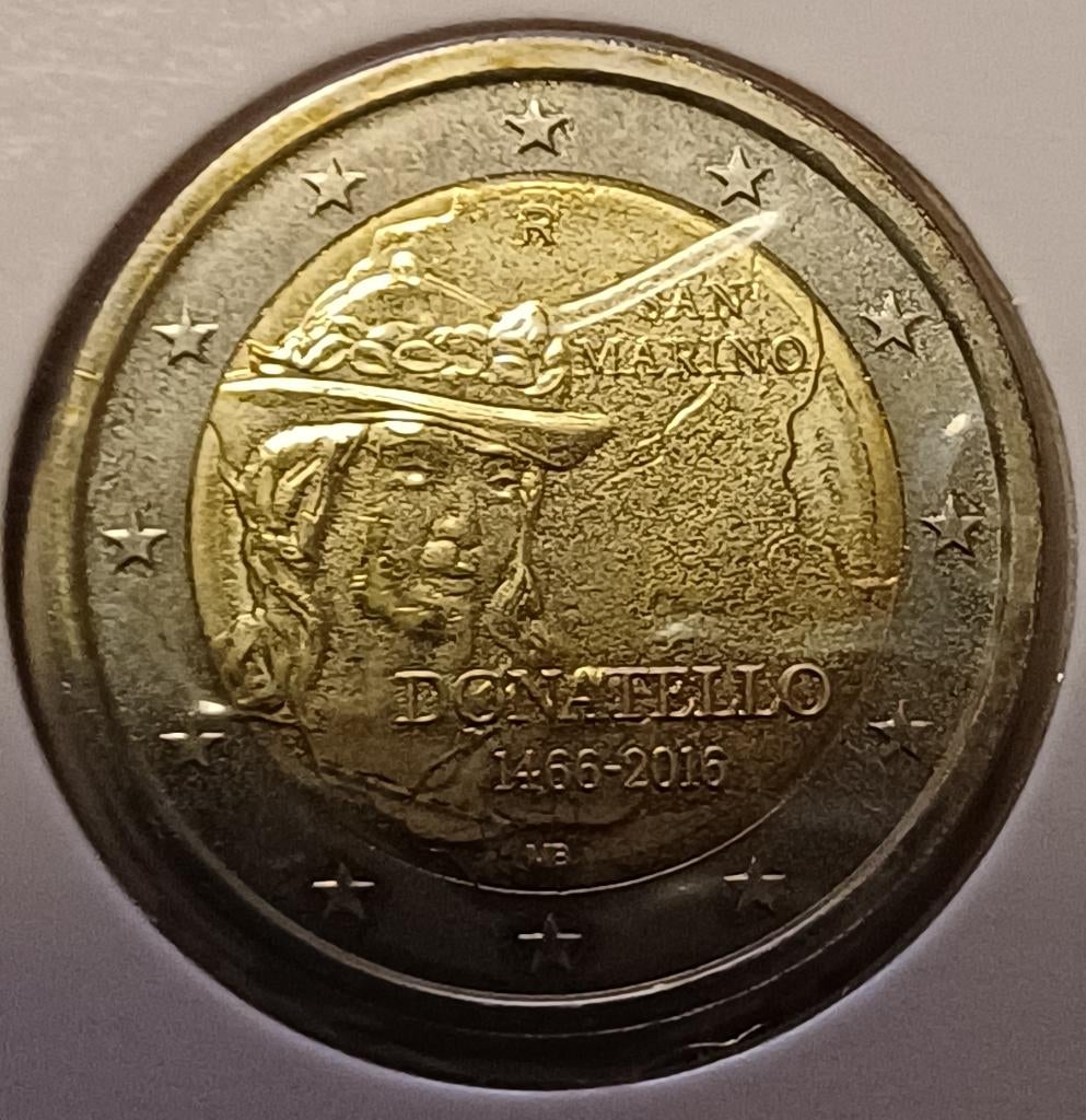 2 Euromunt San Marino 2016 Donatello, Postzegels en Munten, Munten | Europa | Euromunten, Ophalen of Verzenden, San Marino, 2 euro