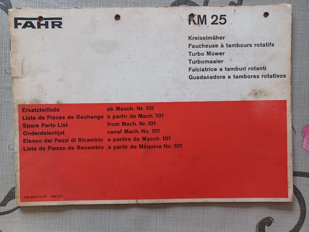 Onderdelenboek Fahr turbo maaier KM 25, Ophalen of Verzenden, Gelezen, Tractor en Landbouw