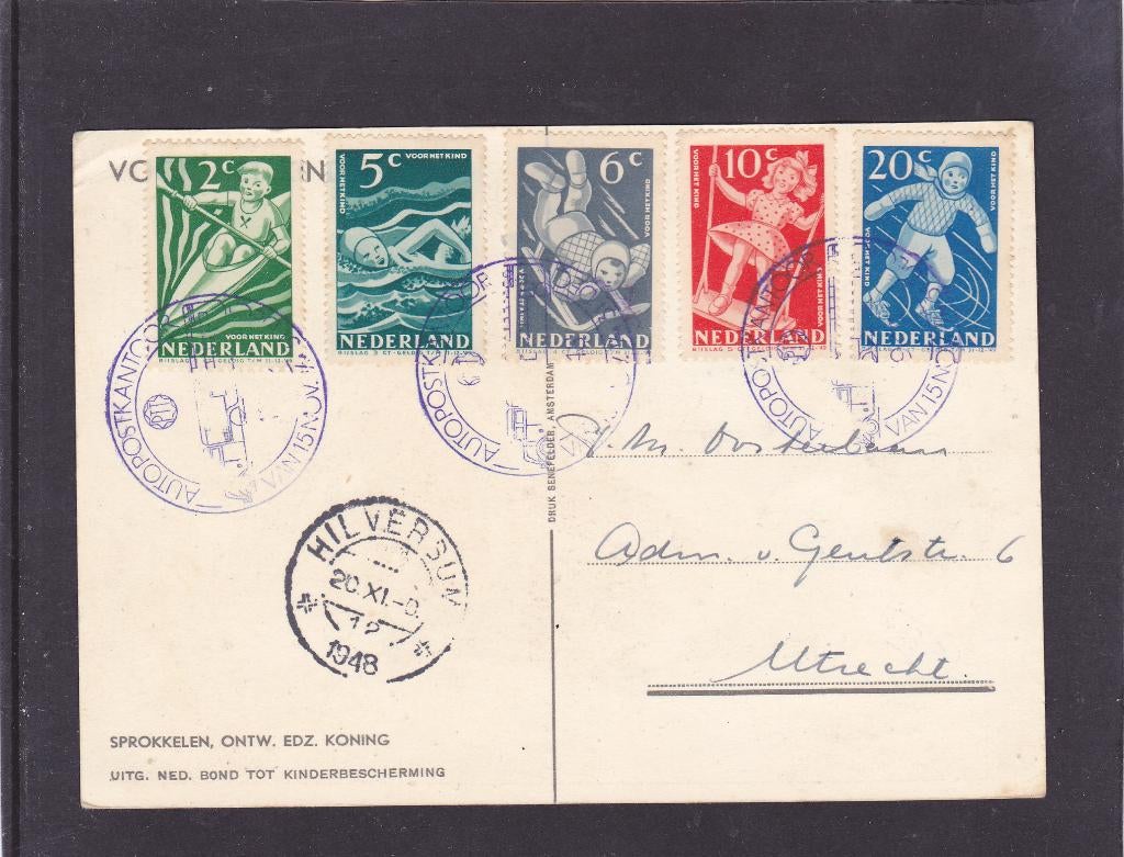 Autopostkantoor Kinderzegels 1948 op kaart (1132,1139), Verzenden