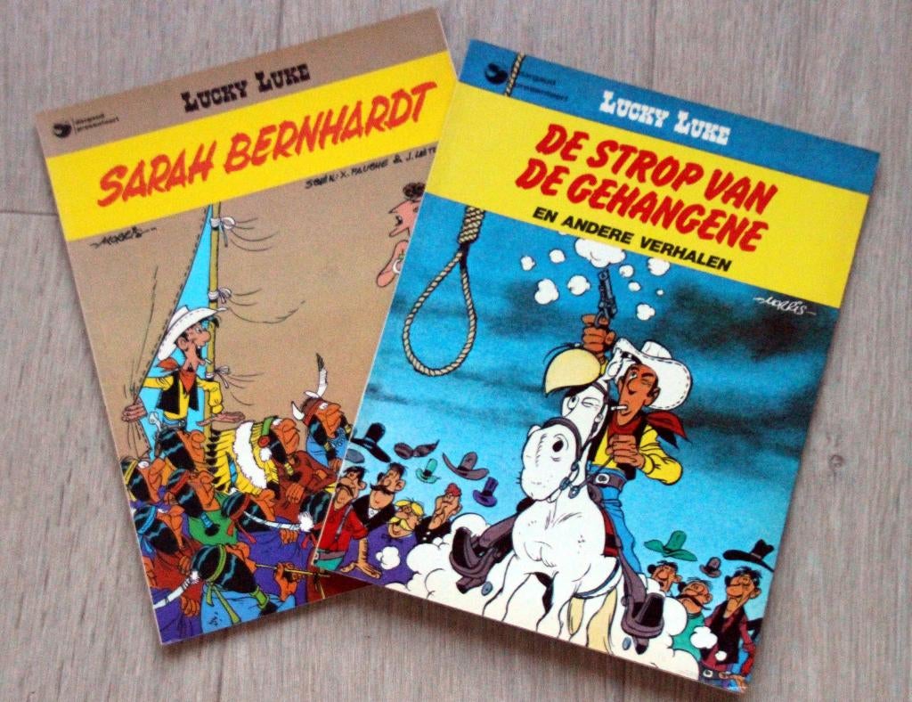 2 strips Luckey Luke Dargaud Sarah Bernhardt strop gehangene, Boeken, Strips | Comics, Gelezen, Verzenden, Dargaud, Europa