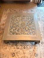 Barok houten salontafel met glasplaat, Ophalen, Gebruikt, Vierkant, Minder dan 50 cm