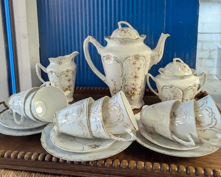 Antiek Porseleinen Theeservies - 1900-1940, Huis en Inrichting, Keuken | Servies, Gebruikt, Overige typen, Overige stijlen, Porselein