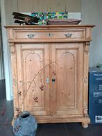 Antieke grenen meidenkast – 2-deurs + lade – brocante, Ophalen of Verzenden