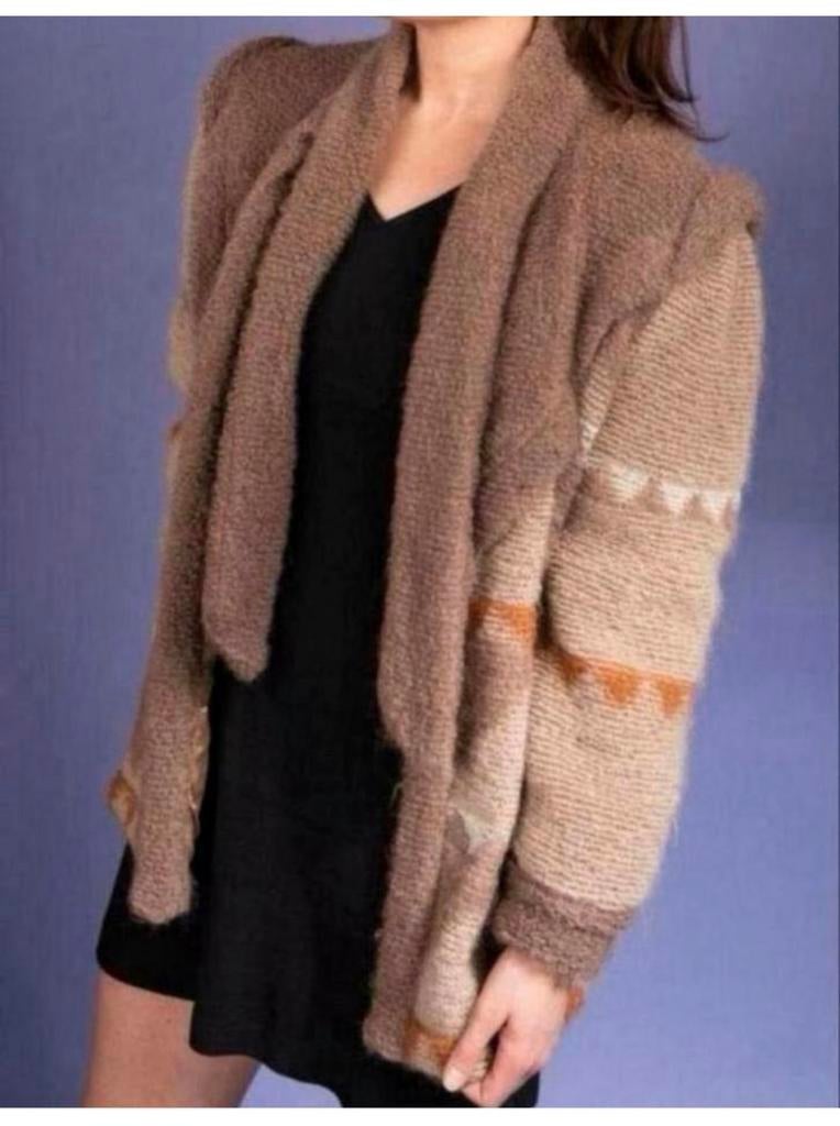 Escada Mohair Jacket vintage trendy Coat CARDIGAN western, Bruin, Maat 42/44 (L), Ophalen of Verzenden, Zo goed als nieuw