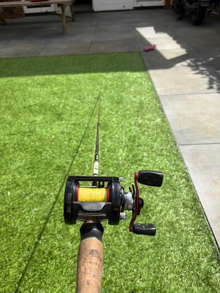 Jerkbait set Abu Garcia 6600 STX + XH hengel, Watersport en Boten, Ophalen, Zo goed als nieuw, Complete set