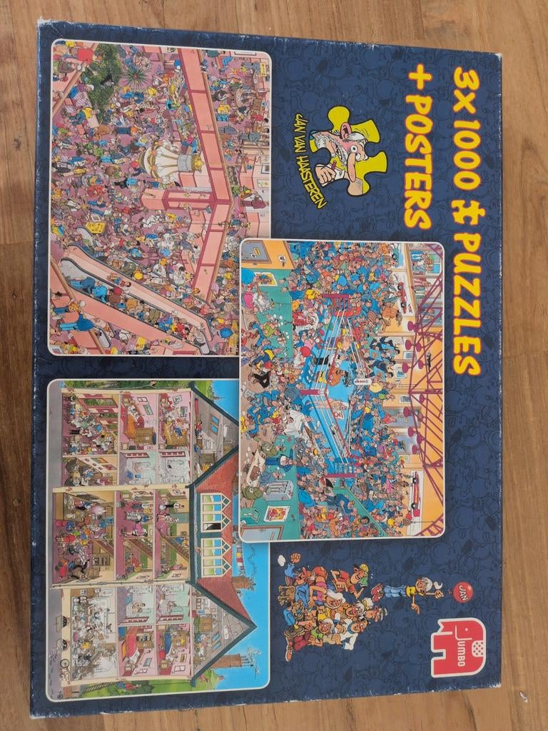 Jan van Haasteren 3x1000 stukjes, Hobby en Vrije tijd, Denksport en Puzzels, Gebruikt, Legpuzzel, 500 t/m 1500 stukjes, Ophalen of Verzenden