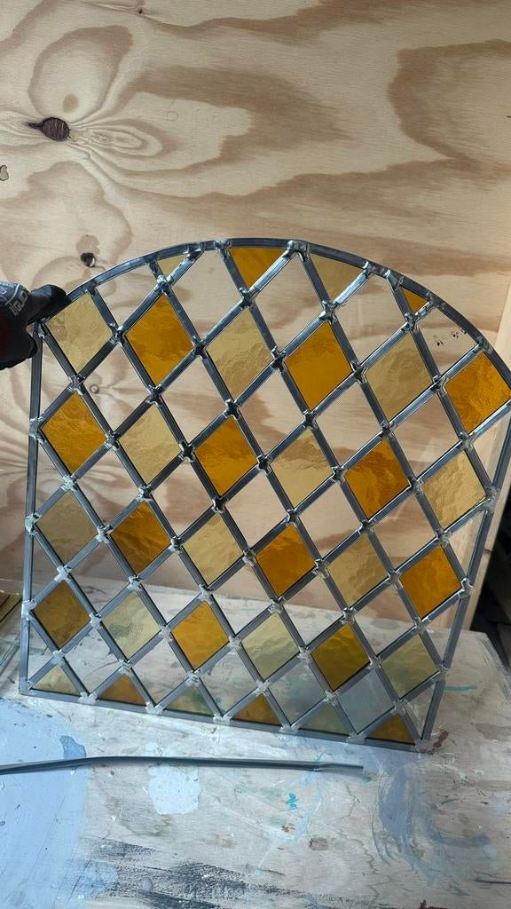 Glas in lood raam, Doe-het-zelf en Verbouw, Glas en Ramen, Ophalen, Zo goed als nieuw, Glas in lood, Minder dan 80 cm