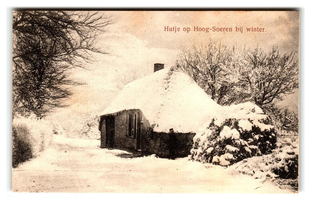 Hoog Soeren, Hutje op Hoog-Soeren bij winter, Verzamelen, Verzenden, 1920 tot 1940, Ongelopen, Gelderland