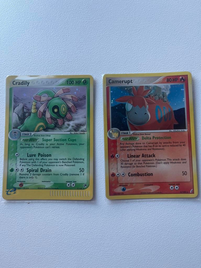4 vintage Pokémon kaarten - Cradily, Camerupt, Delcatty, Ophalen of Verzenden, Zo goed als nieuw