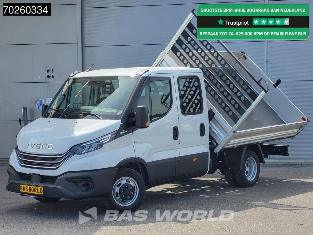 Iveco Daily 35C21 BPM VRIJ! 3-Zijdige Kipper Dubbel Cabine 2, Auto's, Bestelauto's, Automaat, Stof, Euro 6, Iveco