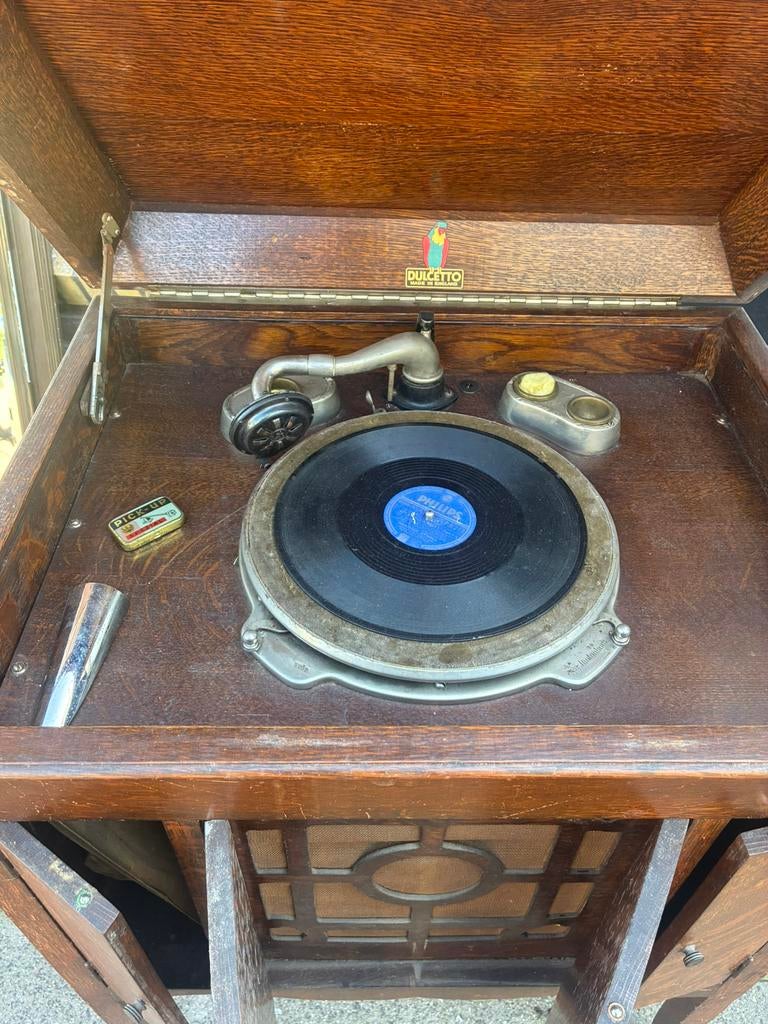 Dulcetto oude grammafoon, Antiek en Kunst, Antiek | Tv's en Audio, Ophalen