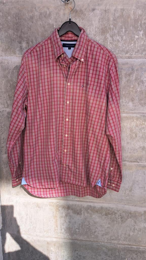 Tommy Hilfiger geruit overhemd - rood/beige, Tommy Hilfiger, Zo goed als nieuw, Rood, Halswijdte 39/40 (M)