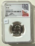 1964 USA Proof Silver Quarter NGC PF68 (signature label), Postzegels en Munten, Munten | Amerika, Ophalen, Noord-Amerika, Losse munt