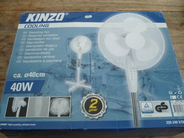 Kinzo staande ventilator, 3 standen, doorsnee 40cm, Witgoed en Apparatuur, Ventilatoren, Ophalen of Verzenden, Nieuw, Statiefventilator