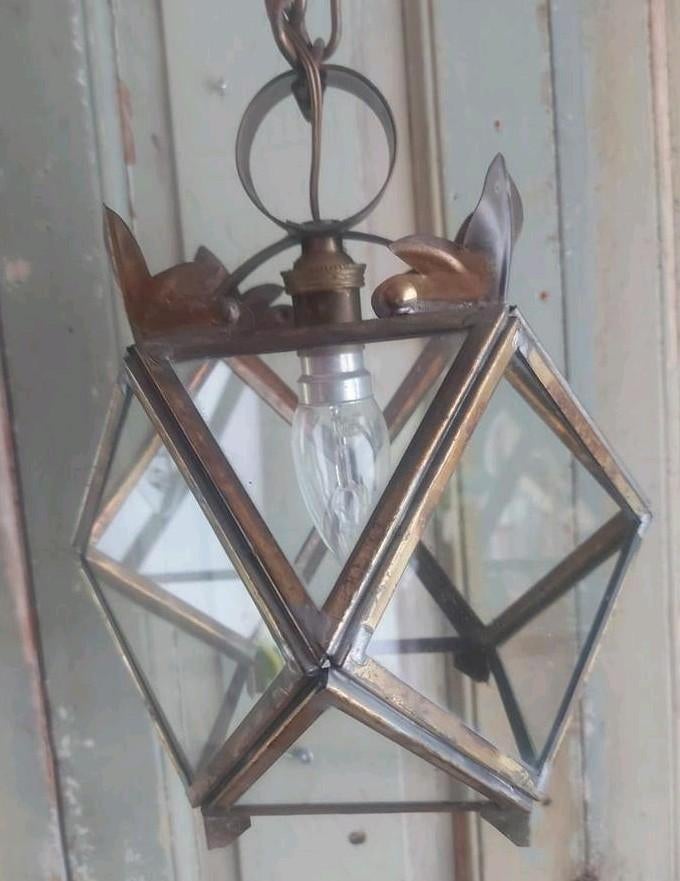 Antieke Franse geometrische hal lantaarn ster lamp 1920, Antiek en Kunst, Ophalen