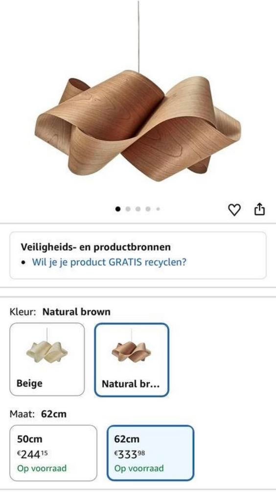 Haglamp houtlook, Ophalen, Overige materialen, 50 tot 75 cm, Zo goed als nieuw