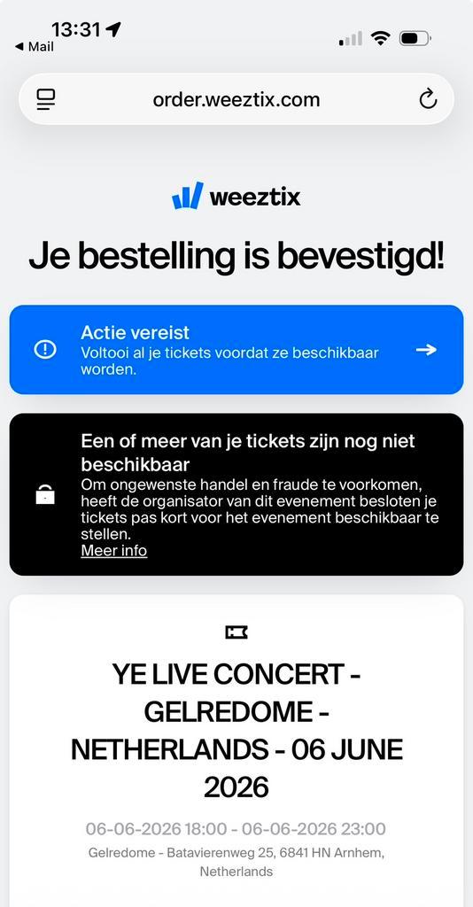 Kanye West Gelredome 6 juni - platina tickets, Tickets en Kaartjes, Evenementen en Festivals, Twee personen