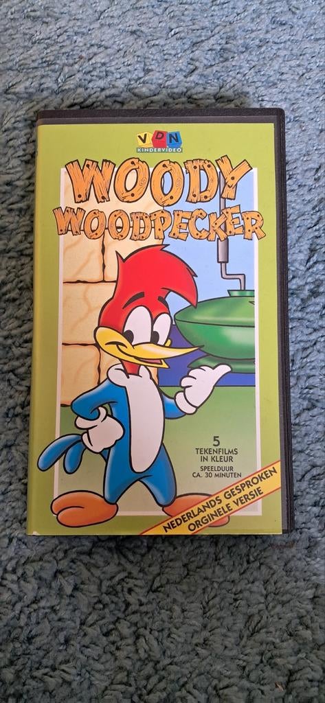 Woody Woodpecker VHS - 5 Tekenfilms in Kleur, Cd's en Dvd's, VHS | Kinderen en Jeugd, Gebruikt, Tekenfilm, Alle leeftijden, Ophalen of Verzenden