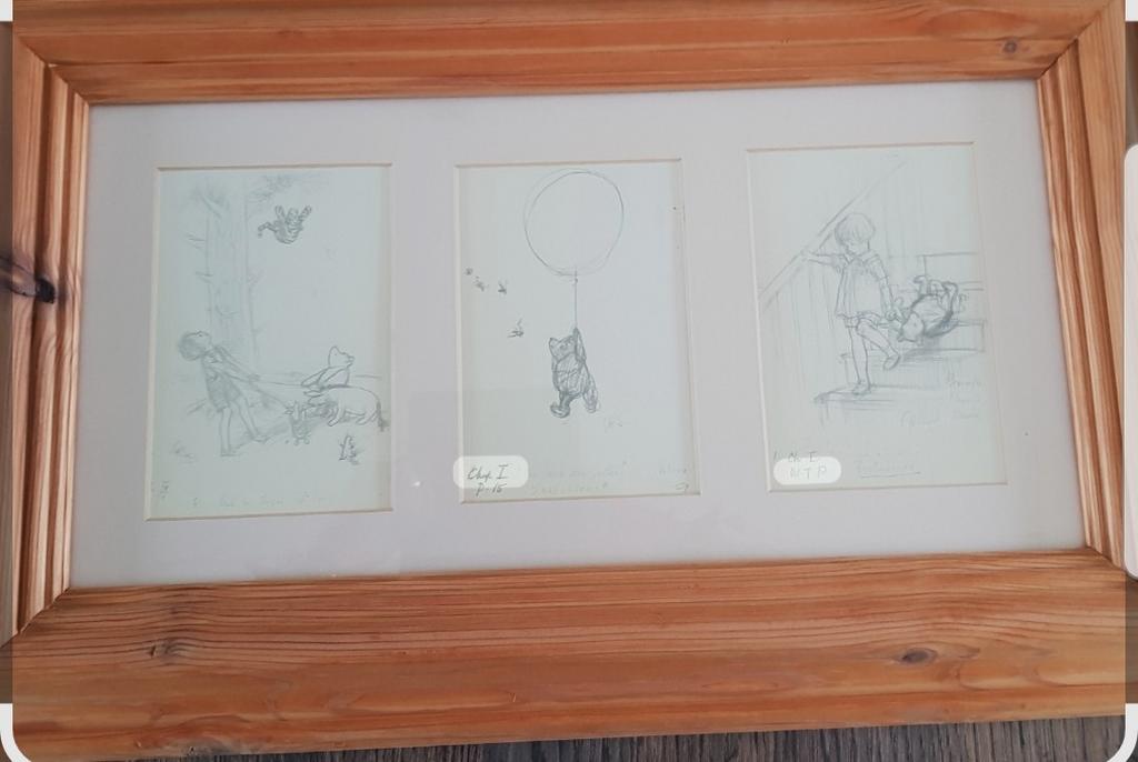 Winnie de Poeh drieluik in houten lijst, Antiek en Kunst, Ophalen of Verzenden