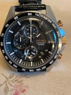 Seiko Chronograaf Quartz - Zwarte Leren Band - Goede Staat, Ophalen of Verzenden, Staal, Polshorloge, Seiko