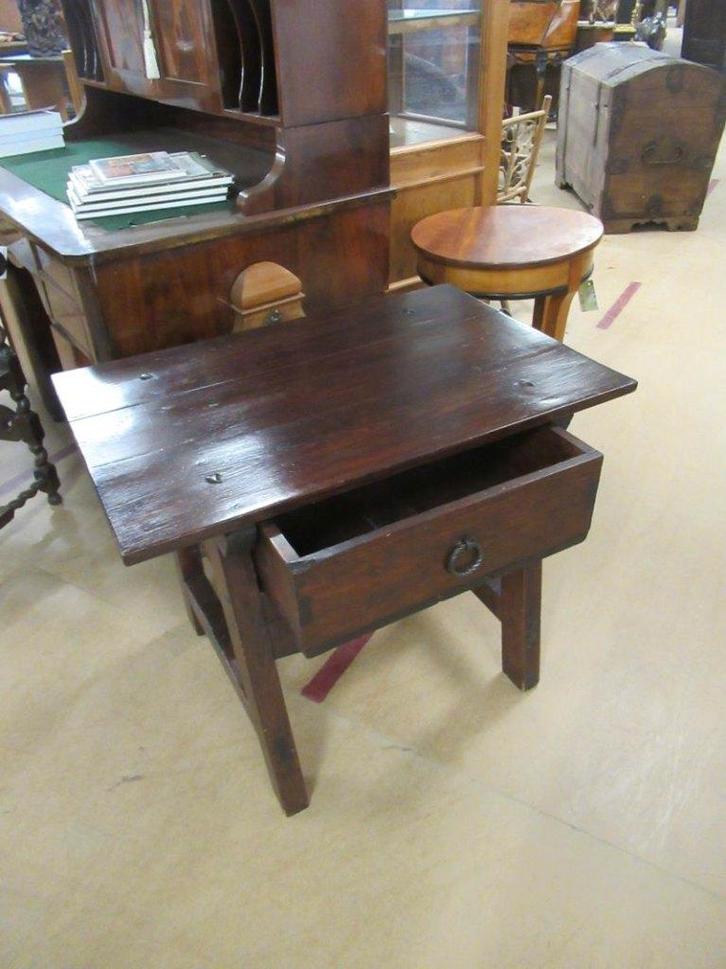 Oer 11778 18e eeuwse smalle grenen wandtafel met grote lade, Antiek en Kunst, Antiek | Meubels | Tafels, Ophalen