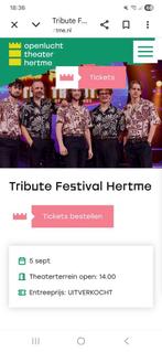 Gevraagd: 2 kaarten tribute festival hertme, Twee personen, September