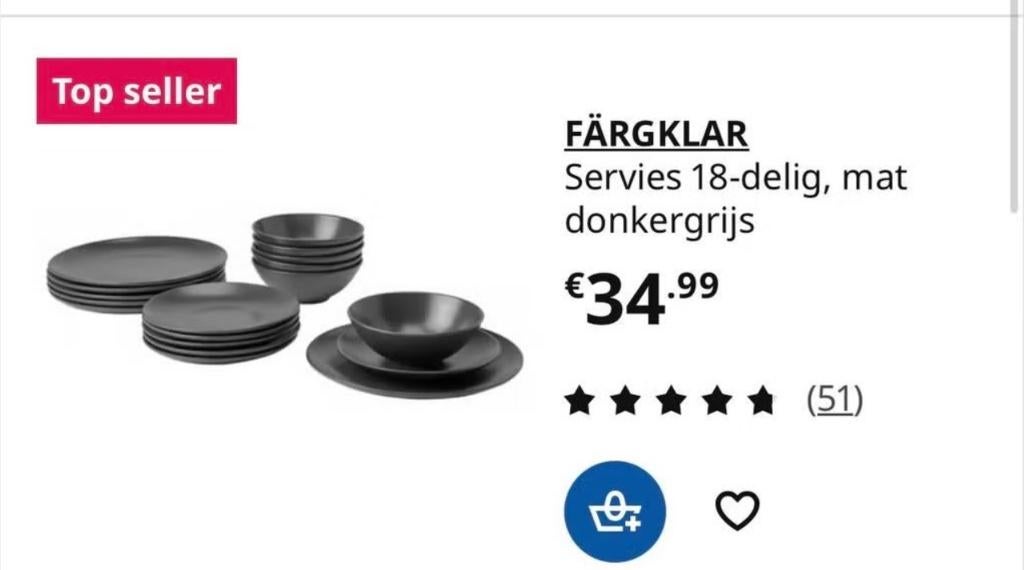 Färgklar servies, 18-delig, mat donkergrijs, Huis en Inrichting, Keuken | Servies, Nieuw, Ophalen of Verzenden, Effen, Aardewerk