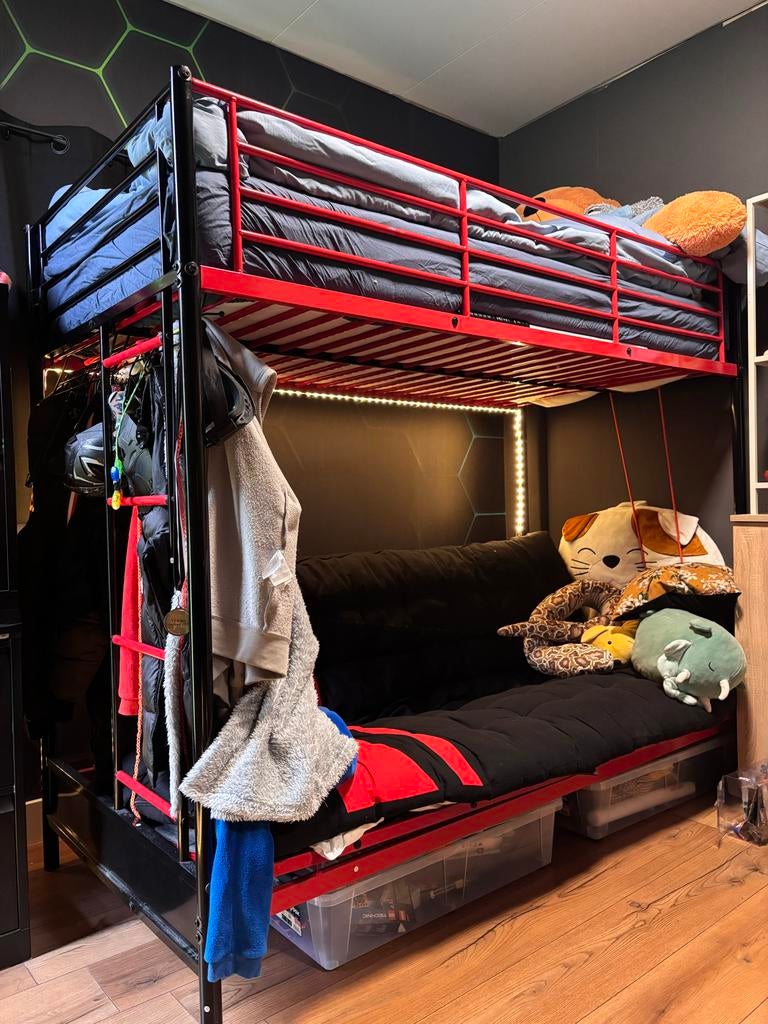 Hoogslaper met bank/logeerbed - Ruimtebesparend!, Ophalen, Gebruikt, Hoogslaper