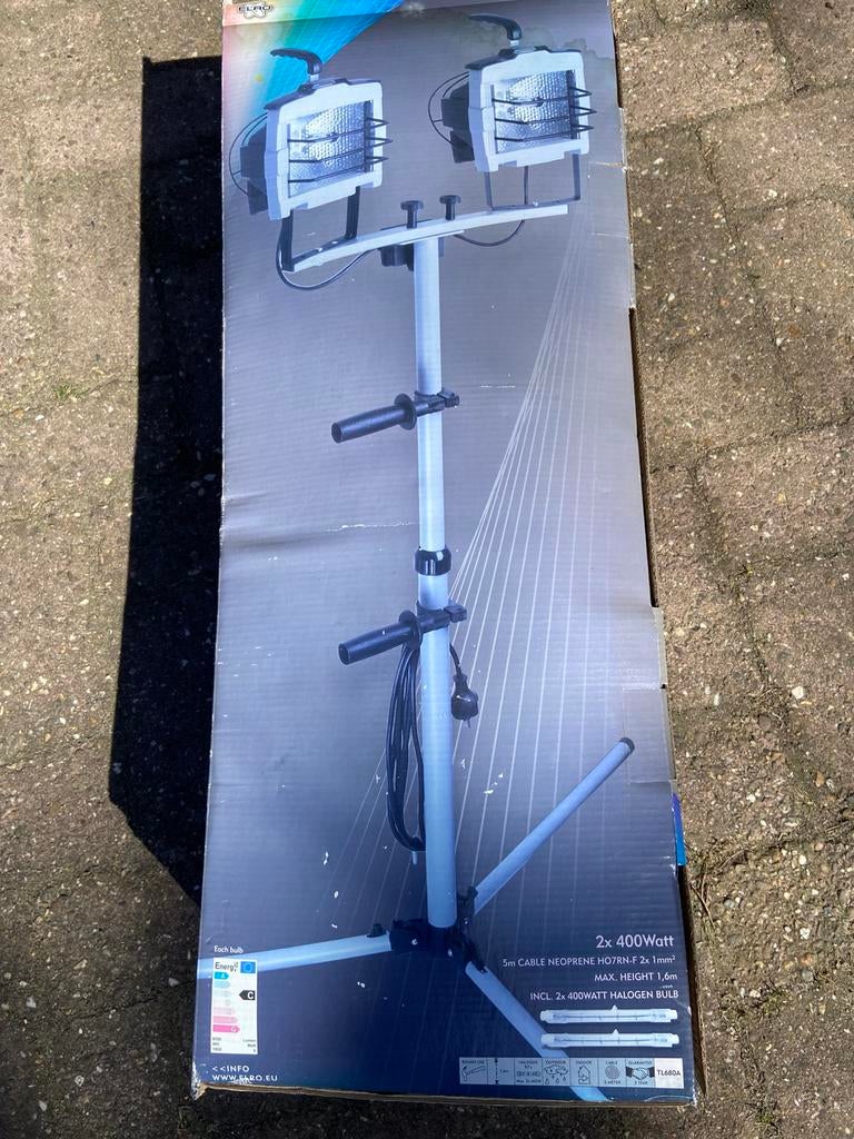 Splinternieuwe Elro bouwlampen op statief, Ophalen of Verzenden, Lamp met armatuur, 50 tot 200 watt, Nieuw