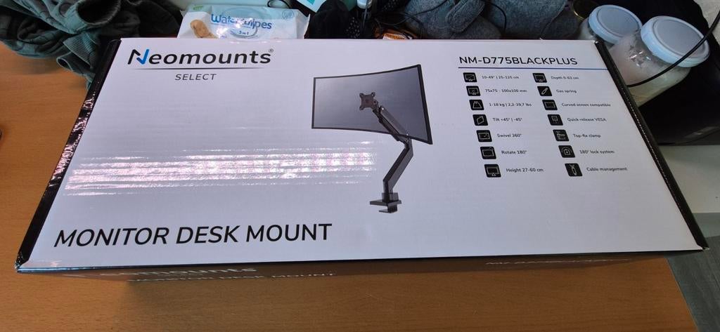 Neomounts NM-D775BLACKPLUS Monitor Standaard, Ophalen of Verzenden, Zo goed als nieuw, Neomounts, In diepte verstelbaar