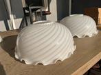 Grote vintage opaline glazen lampenkap spiraal jaren 70, Ophalen of Verzenden, Zo goed als nieuw