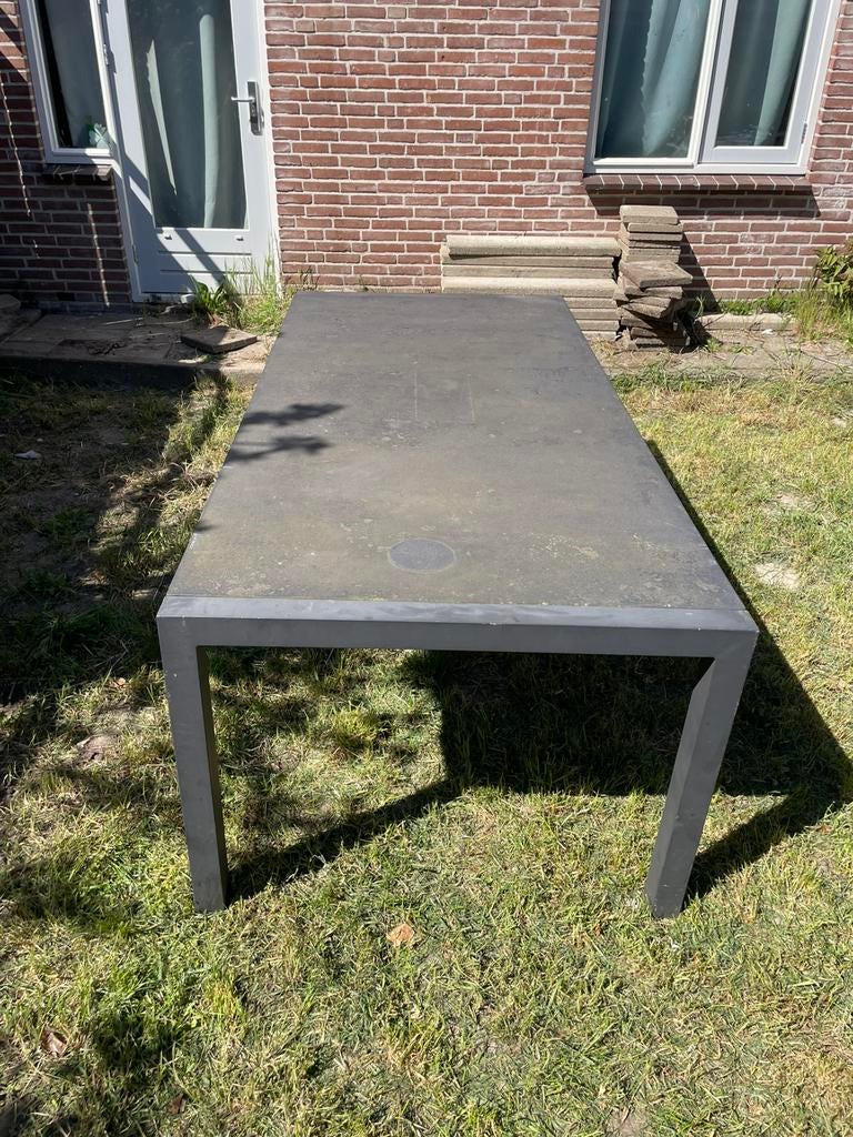 6 persoons buiten tafel, Ophalen of Verzenden, Zo goed als nieuw, Rechthoekig, Hout