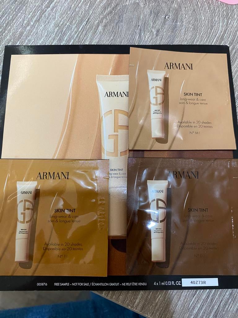Armani skin tint sample 3 kleuren, Ophalen, Overige kleuren, Gehele gezicht, Nieuw