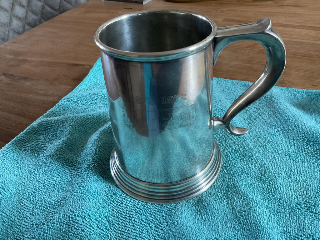 Sterling Zilveren bierpul 1873-1973, Verzamelen, Ophalen of Verzenden, Zo goed als nieuw, Pul(len), Overige merken