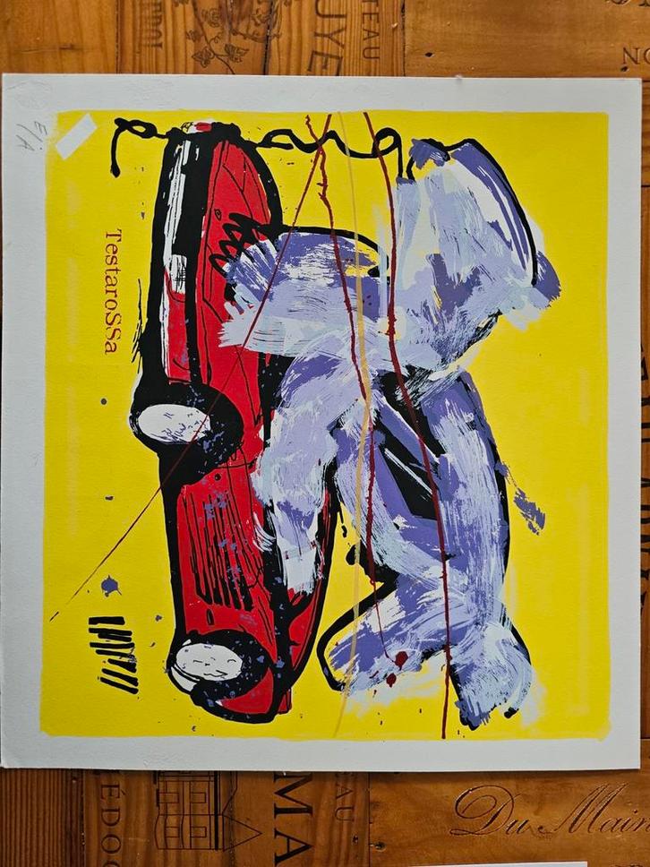 Herman Brood - Ferrari Testarossa Zeefdruk, Antiek en Kunst, Kunst | Litho's en Zeefdrukken, Ophalen of Verzenden