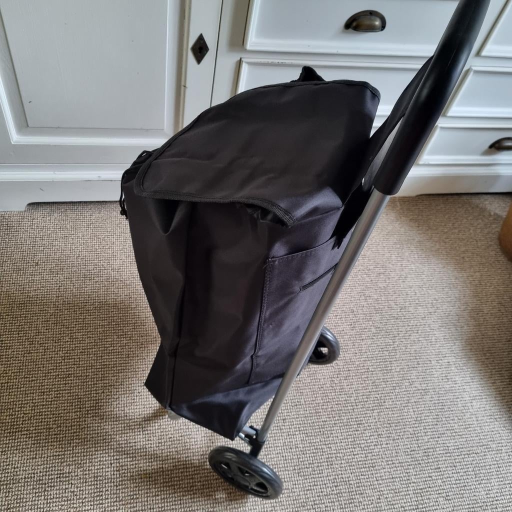 Nieuwe zwarte boodschappentrolley, Ophalen of Verzenden, Nieuw, Kunststof, Met handgreep