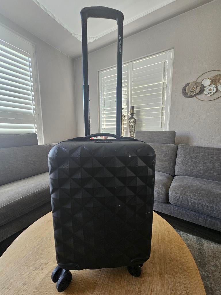 Zwarte handbagage koffer met wieltjes en handgreep, Wieltjes, 20 tot 30 cm, Zwart, Minder dan 40 cm