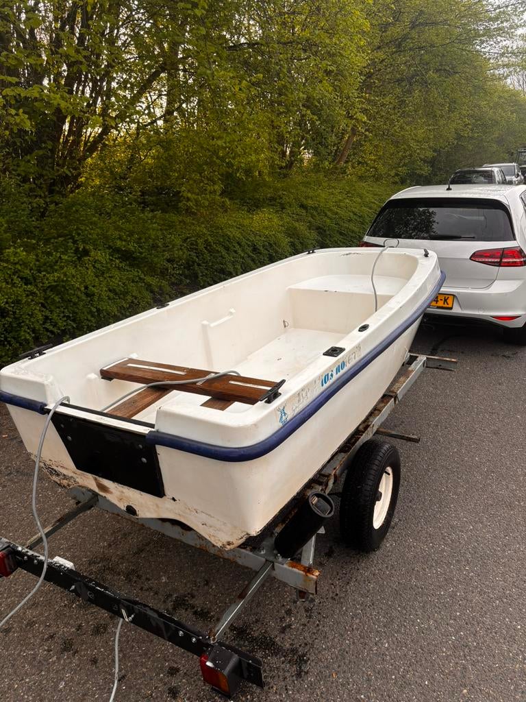Polyster boot met trailer, Ophalen of Verzenden, Zo goed als nieuw, Minder dan 70 pk, 3 tot 6 meter
