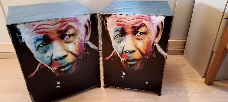 Kubussen, krukje, bijzettafeltje, Huis en Inrichting, Woonaccessoires | Wanddecoraties, Nieuw, Decoratieobject, Industrieel, Blauw