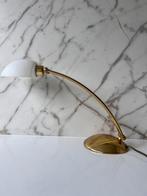 HUSTADT HOLLYWOOD REGENCY GOUD MESSING GLAS TAFELLAMP LAMP, Gebruikt, 50 tot 75 cm, Ophalen of Verzenden, Glas