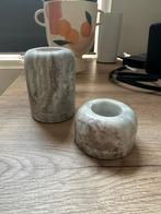 2 stuks Riviera Maison Ferrera marmeren kaarshouders, Ophalen, Zo goed als nieuw, Overige materialen, Minder dan 25 cm