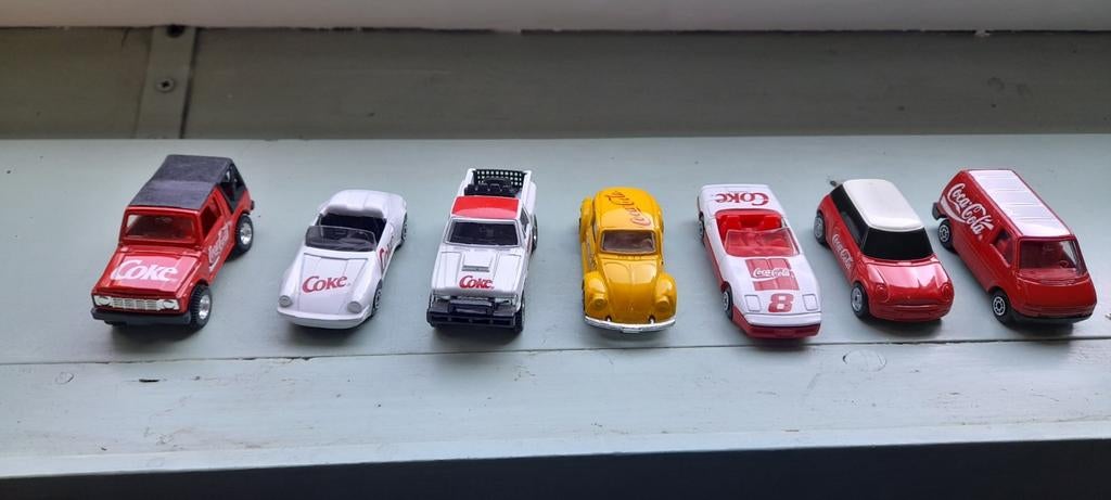 Coca Cola Autootjes - Set van 7 in Zeer Goede Staat, Overige merken, 1:50 of kleiner, Auto, Ophalen of Verzenden