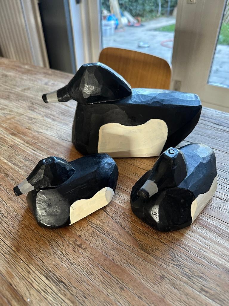 Set houten eenden 3x, Antiek en Kunst, Curiosa en Brocante, Ophalen of Verzenden