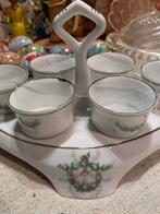 #pasen Biedermeier Eierdop Set met 6 Eierdopjes en Houder, Gebruikt, T, Ophalen of Verzenden, N